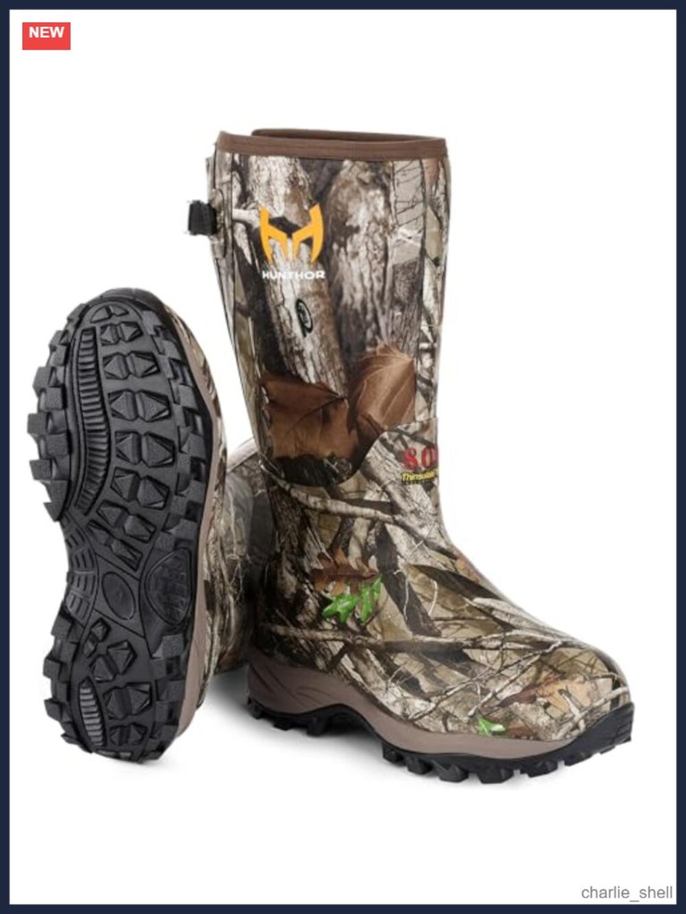 Men's 800g Insulated Waterproof Rubber Hunting Boots Warm Winter